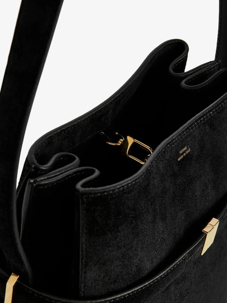 Toteme Belted suede bucket bag - Black