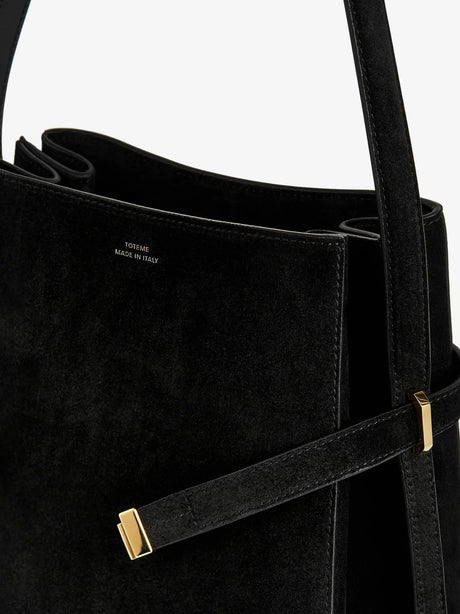Toteme Belted suede bucket bag - Black