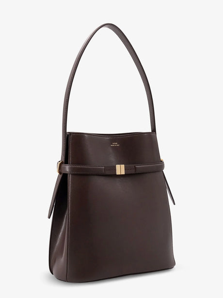 Toteme Belted leather bucket bag - Bark