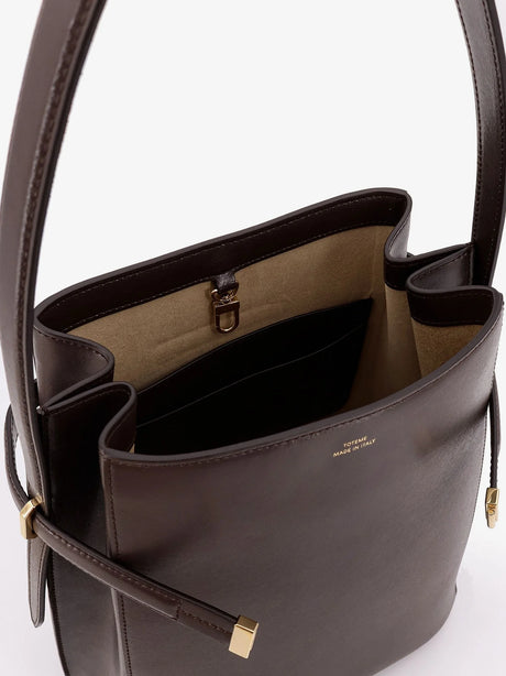 Toteme Belted leather bucket bag - Bark