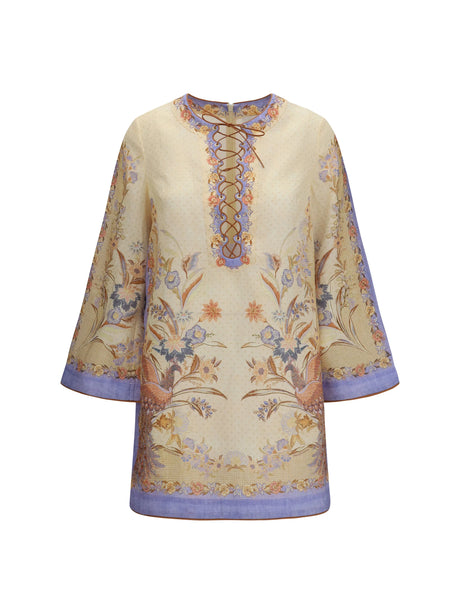 Zimmermann Indra floral tunic Dress - Biscuit Scarf Floral