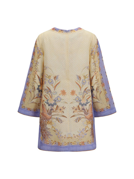 Zimmermann Indra floral tunic Dress - Biscuit Scarf Floral