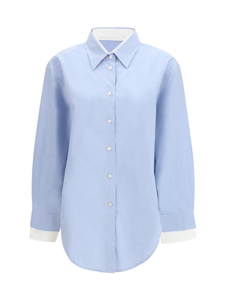 Acne Studios Layered button-up Shirt - Light Blue/White