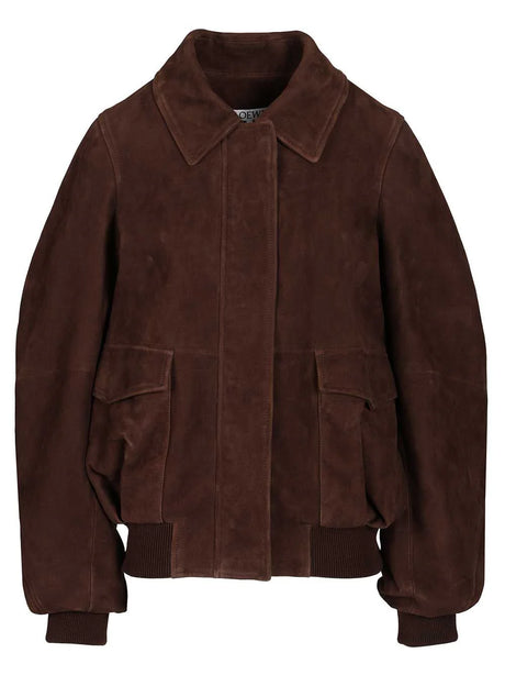 Loewe Suede Goatskin Bomber Jacket - Brown