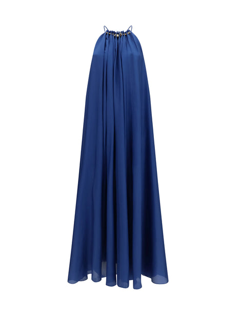Zimmermann Aster pleated pearl Dress - Dark Cobalt
