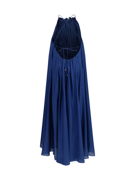 Zimmermann Aster pleated pearl Dress - Dark Cobalt