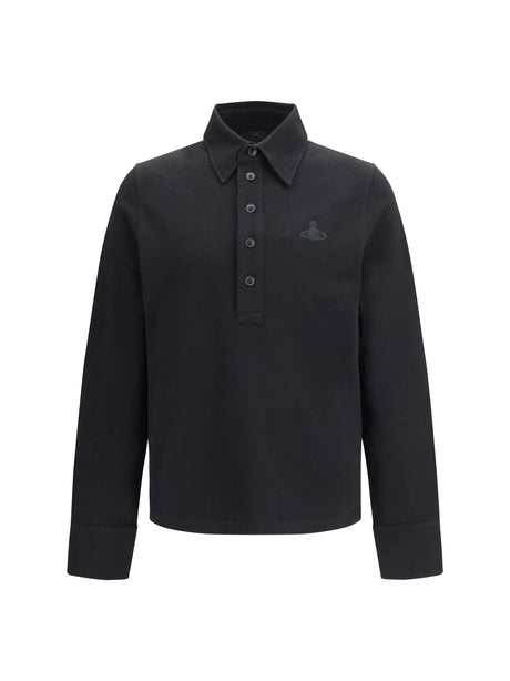 Vivienne Westwood Polo in pure cotton piqué with long sleeves - Black