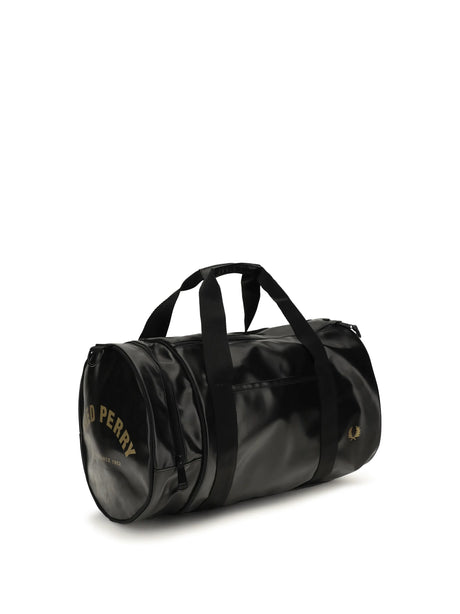 Fred Perry FP TONAL CLASSIC BARREL BAG - Black/Gold