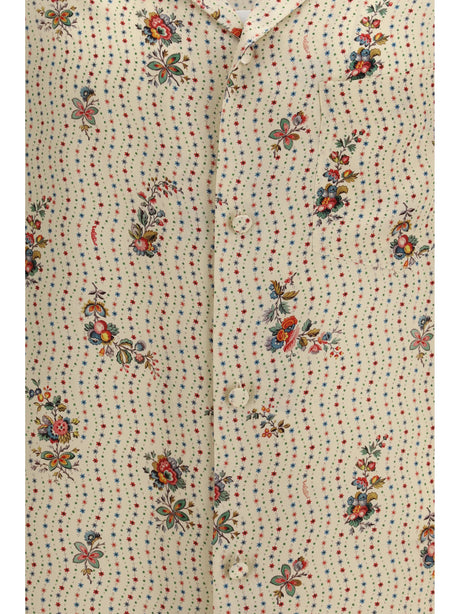 Valentino Papier Floral print silk bowling Shirt - Burro/Multicolor