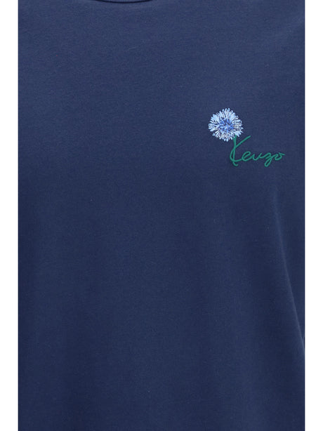 Kenzo Kenzo Tulip embroidered cotton T-shirt - Blue Black