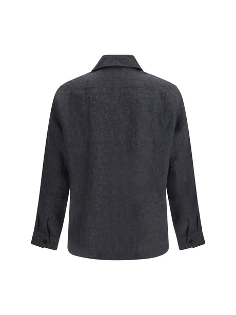 Brunello Cucinelli Easy fit linen Shirt - Anthracite
