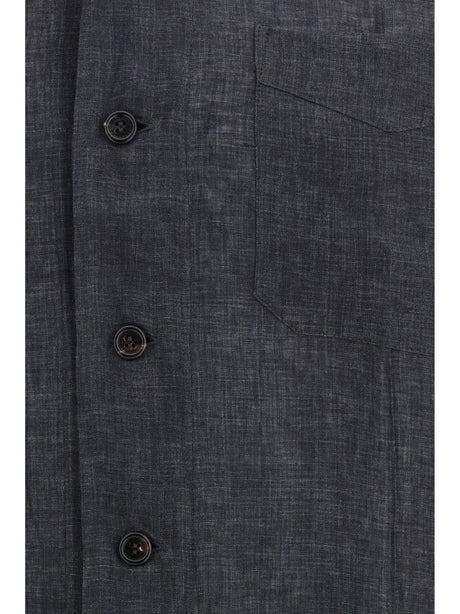 Brunello Cucinelli Easy fit linen Shirt - Anthracite