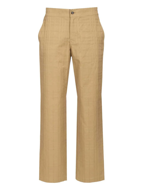 Burberry Check Cotton Trousers - Beige