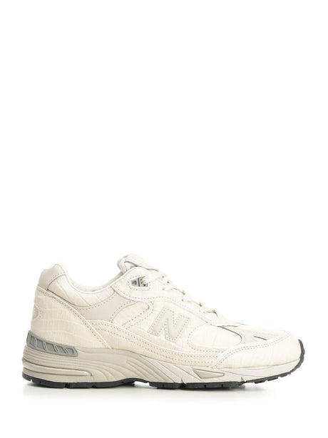 New Balance 991 Sneaker In Crocodile Print Leather - White