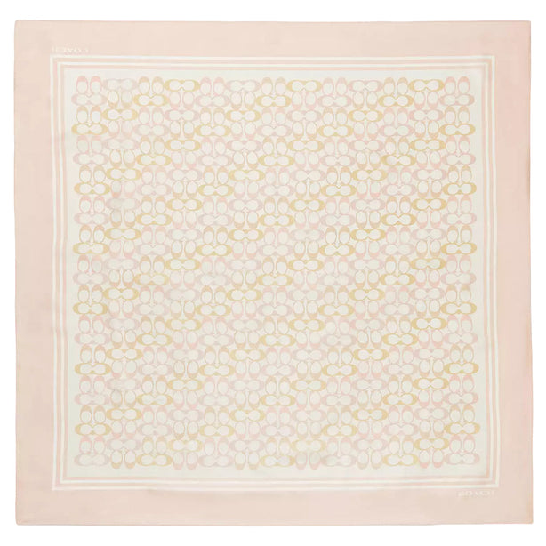 Coach Signature Silk Square Scarf - Chalk/ Pink CEH52