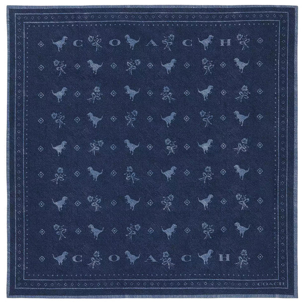 Coach Dino Print Bandana Scarf - Denim CEH49