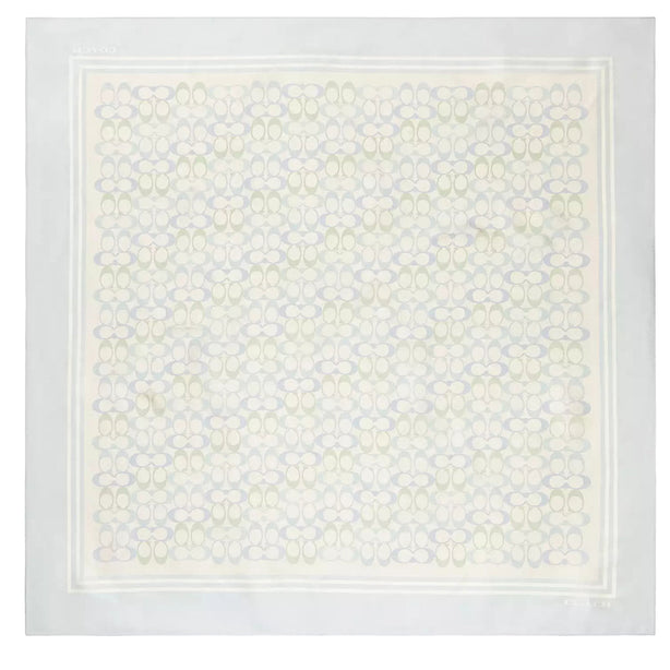 Coach Signature Silk Square Scarf - Chalk/ Blue CEH52