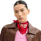 Coach Sculpted C Cherries Print Silk Bandana Scarf- Chalk/ Red CDG76