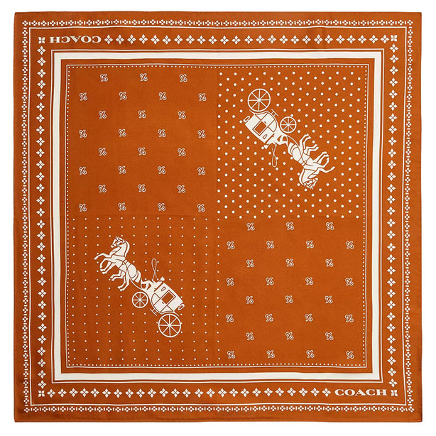 Coach Horse And Carriage Dot Print Silk Bandana Scarf - Russet CAP44
