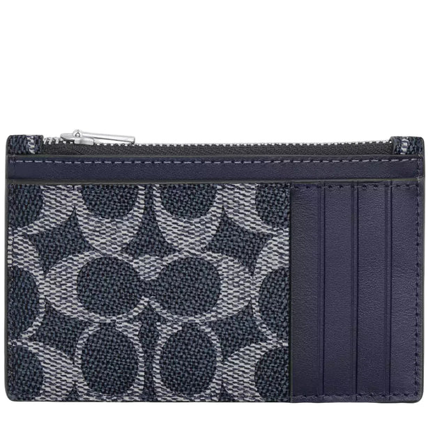 Coach Zip Card Case In Signature Canvas - Denim Chalk CV764