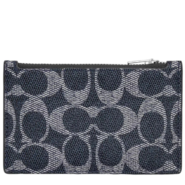 Coach Zip Card Case In Signature Canvas - Denim Chalk CV764