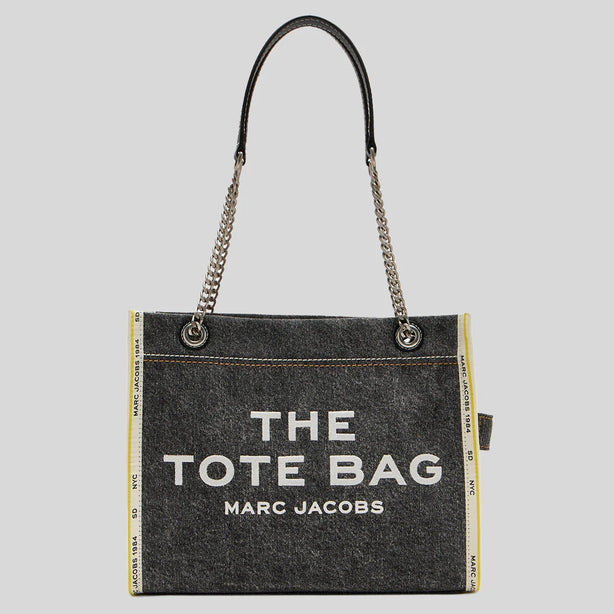 MARC JACOBS The Denim Chain Medium Tote Bag Black Wash RS-2F4HTT018H05