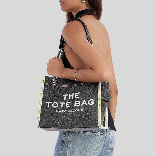 MARC JACOBS The Denim Chain Medium Tote Bag Black Wash RS-2F4HTT018H05