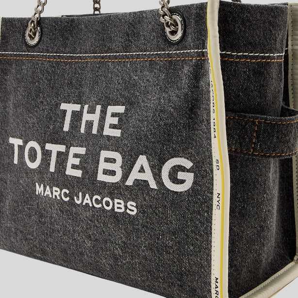 MARC JACOBS The Denim Chain Medium Tote Bag Black Wash RS-2F4HTT018H05
