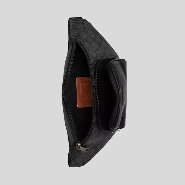 COACH Racer Small Belt Bag In Signature Charcoal/Black RS-CBF77