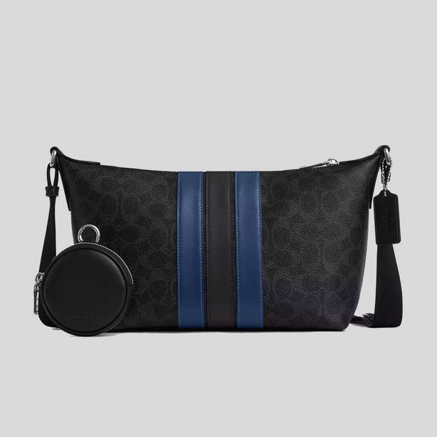 COACH Small Finn Crossbody Bag With Pouch In Signature Canvas With Varsity Stripe Black Multi RS-CDC62