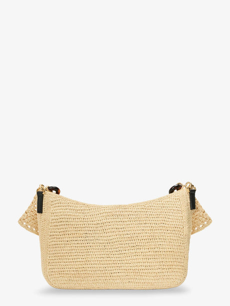 Loewe Paula's Ibiza -Ola Medium Raffia shoulder Bag with Metal Logo Lettering - Natural