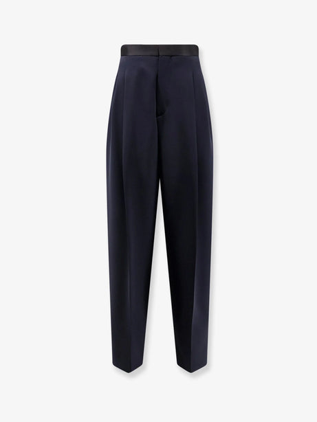 Bottega Veneta Wool trousers with satin waistband - Midnightblue