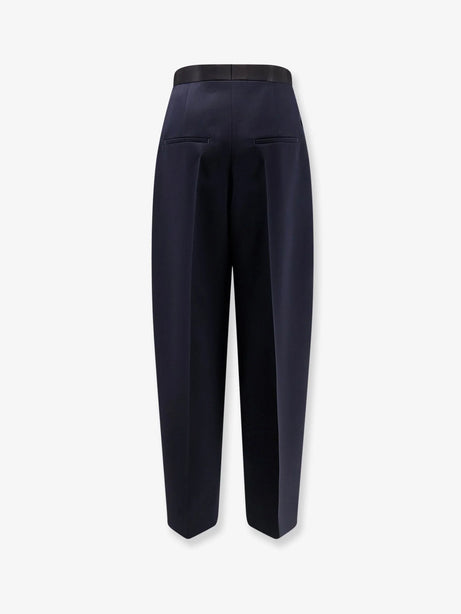 Bottega Veneta Wool trousers with satin waistband - Midnightblue