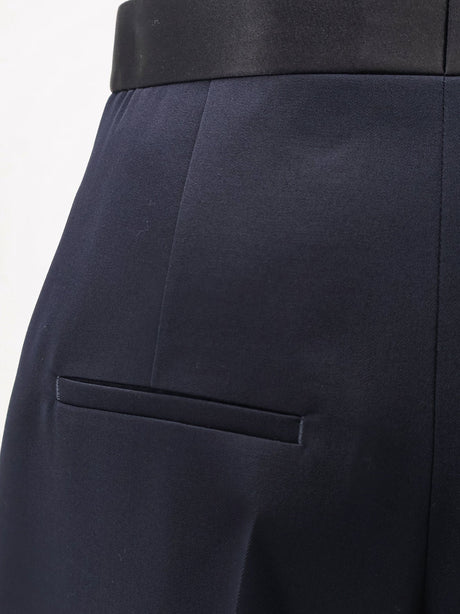 Bottega Veneta Wool trousers with satin waistband - Midnightblue