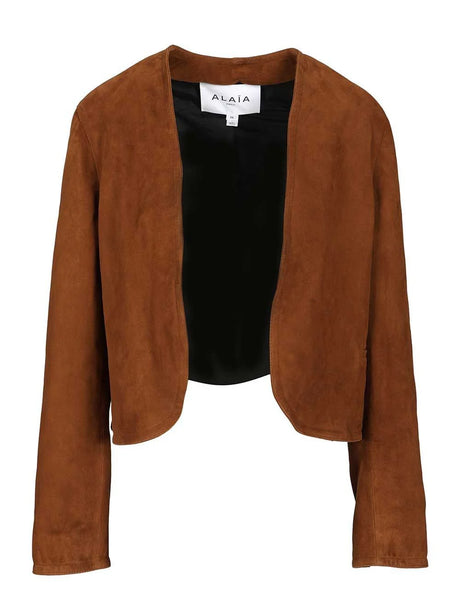 AlaïA Short Suede Blazer - Brown