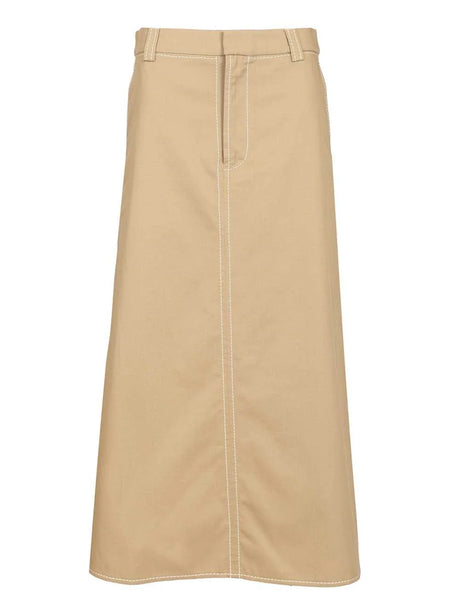 Ami Long A-Line Skirt - Beige