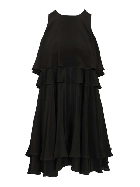Ami Short Dress With Ruffles - Black