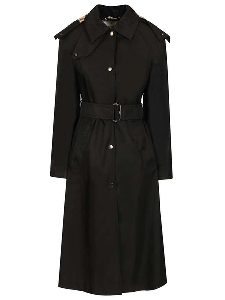 Burberry Long Hooded Car Coat - Black