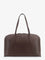 Toteme Suede handbag with engraved logo on the front - Dark Chocolate