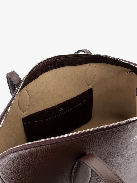 Toteme Suede handbag with engraved logo on the front - Dark Chocolate