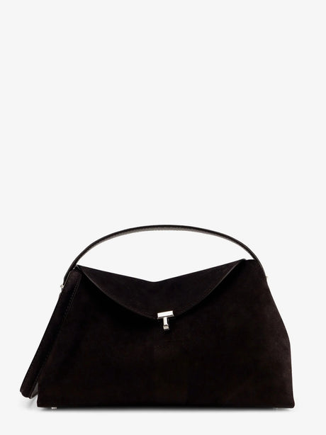 Toteme T-Lock suede handbag - Espresso