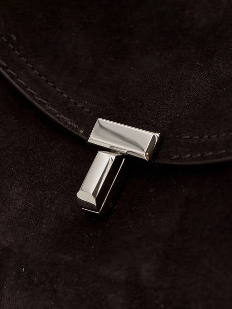 Toteme T-Lock suede handbag - Espresso