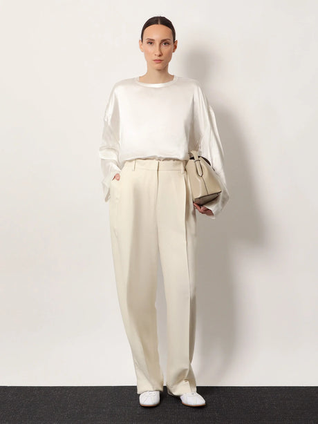 Toteme Double-pleat fluid viscose trousers - Ecru