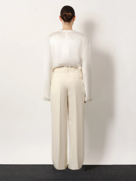 Toteme Double-pleat fluid viscose trousers - Ecru