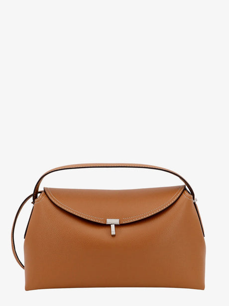 Toteme T-Lock hammered leather handbag - Tan