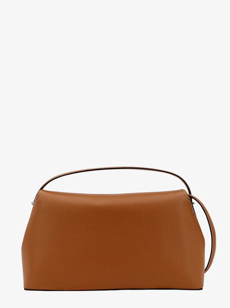 Toteme T-Lock hammered leather handbag - Tan