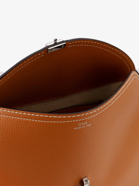 Toteme T-Lock hammered leather handbag - Tan