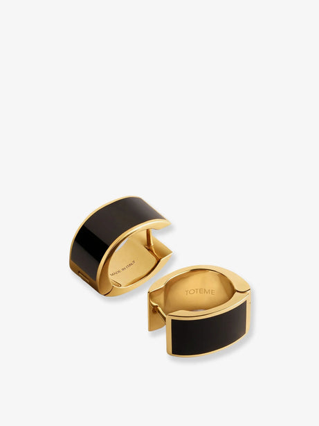 Toteme Signature Brass Earrings - Black/Gold