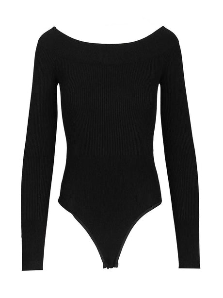 AlaïA Ribbed Knit Bodysuit - Black