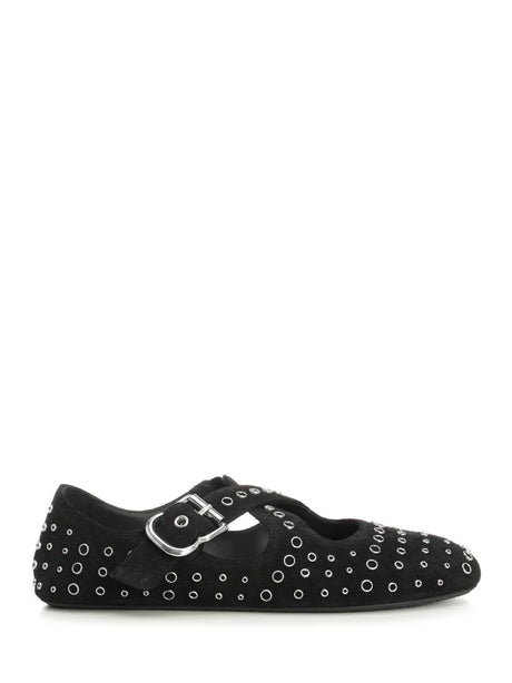 AlaïA Crossed Flat Ballerinas - Black